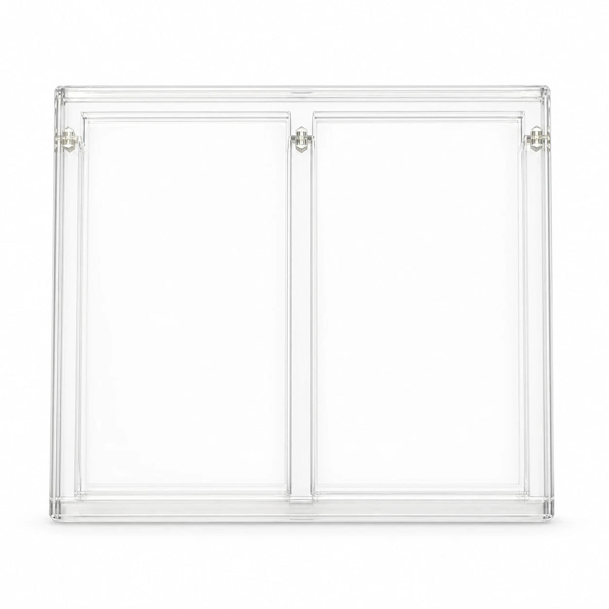 Empty double-pocket SlabVault crystal-clear acrylic display case